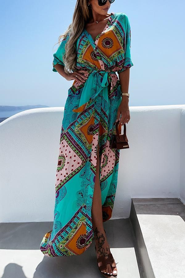 Beauty In Bloom Patchwork Boho Print Maxi Dress