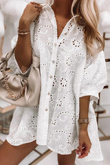 Bibi Eyelet Lace Shirt Babydoll Dress