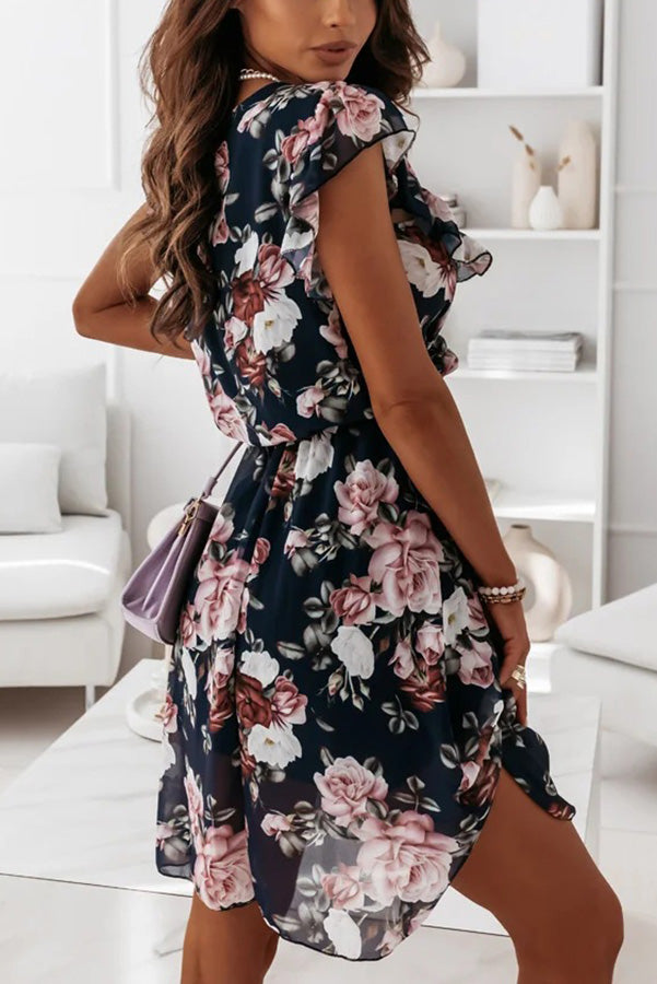 Blissful Garden Ruffle Sleeve Mini Dress