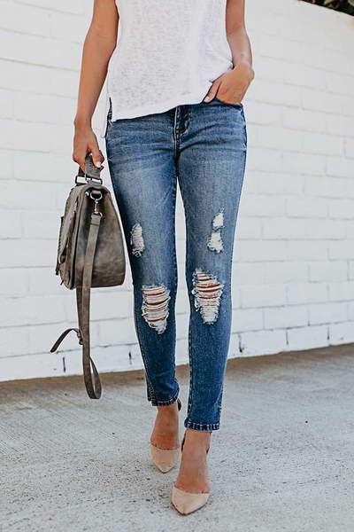 Blue Distressed Jeans