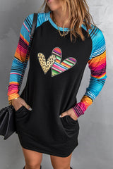 Leopard Serape Hearts Mini Dress