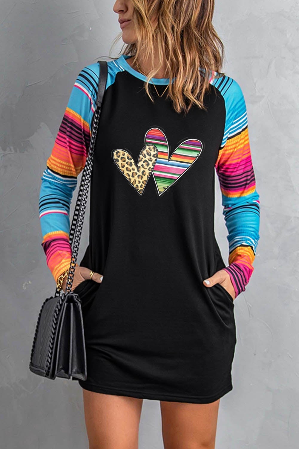 Leopard Serape Hearts Mini Dress