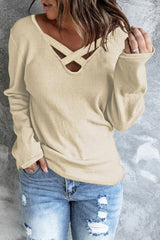 Beige Ribbed Knit Top