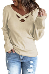 Beige Ribbed Knit Top