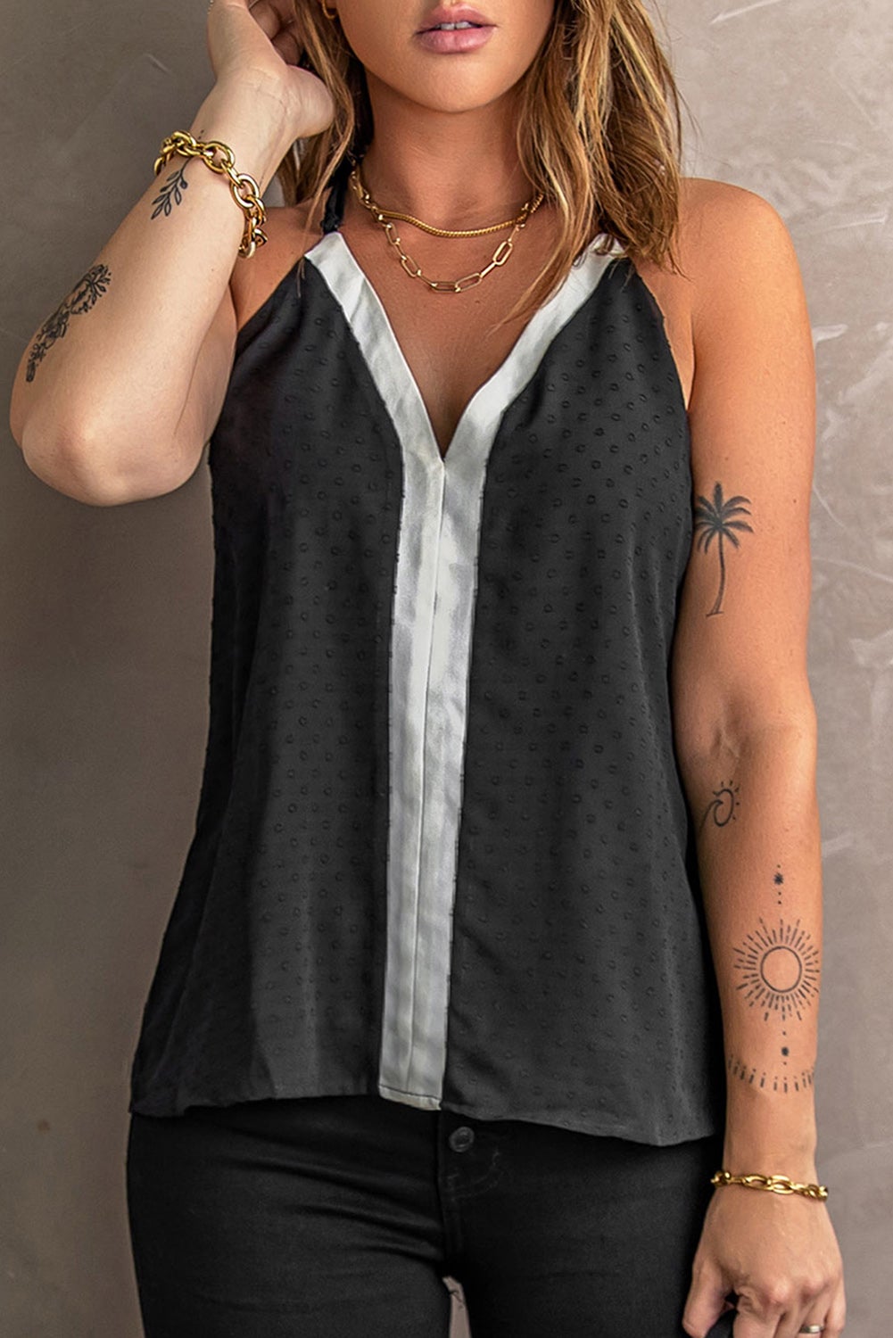 Black Swiss Dot Tank Top