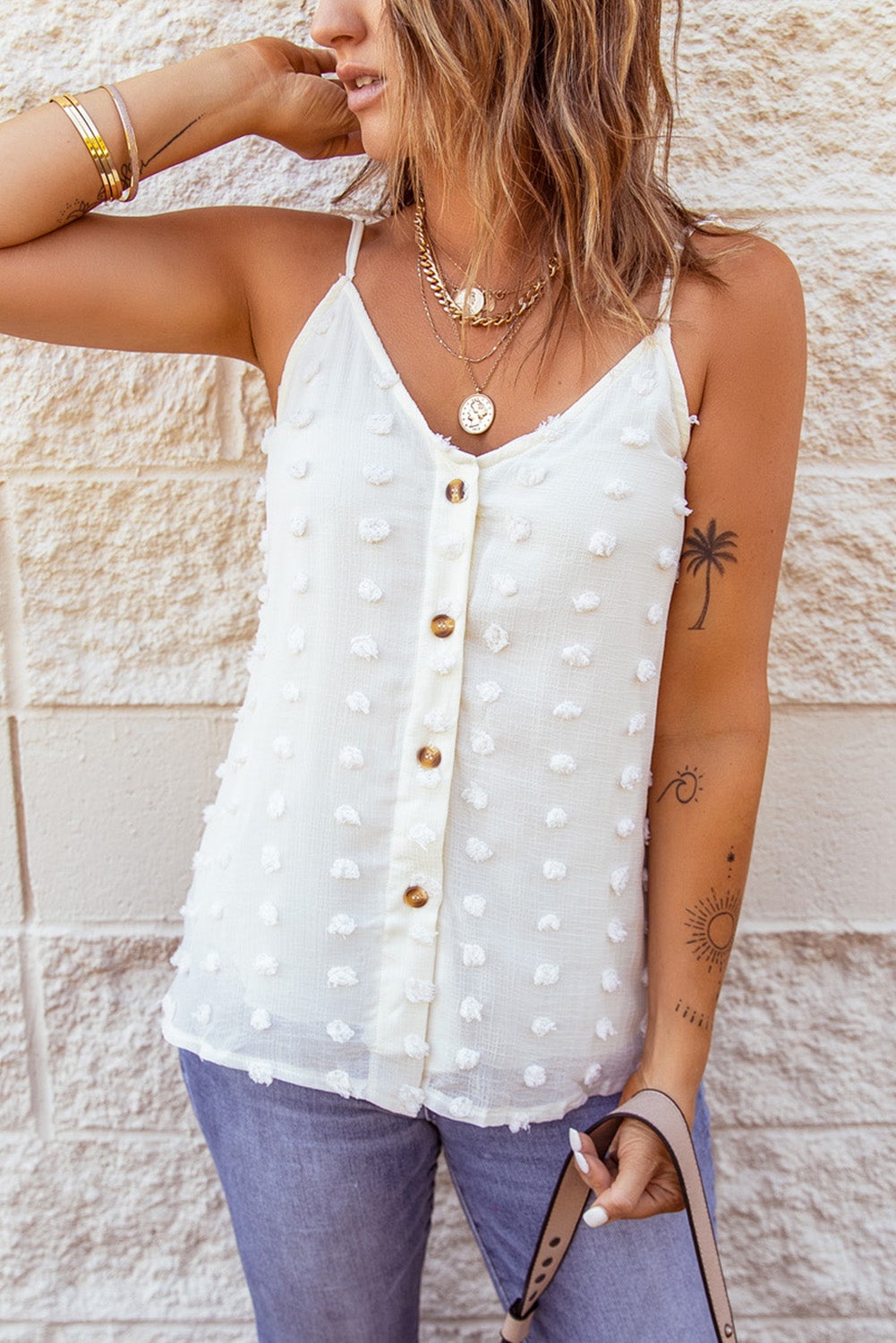 Beige Swiss Dot Tank