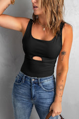 Black U Neck Slim-fit Tank Top