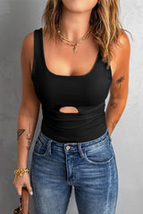 Black U Neck Slim-fit Tank Top