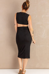 Black Cutout Tank Midi Dress