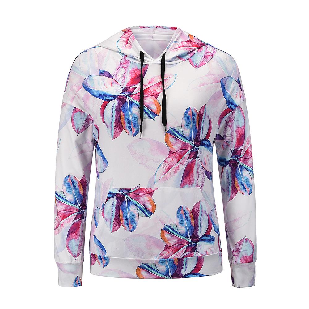 Casual Long Sleeve Floral Sweatshirt Hooded Top