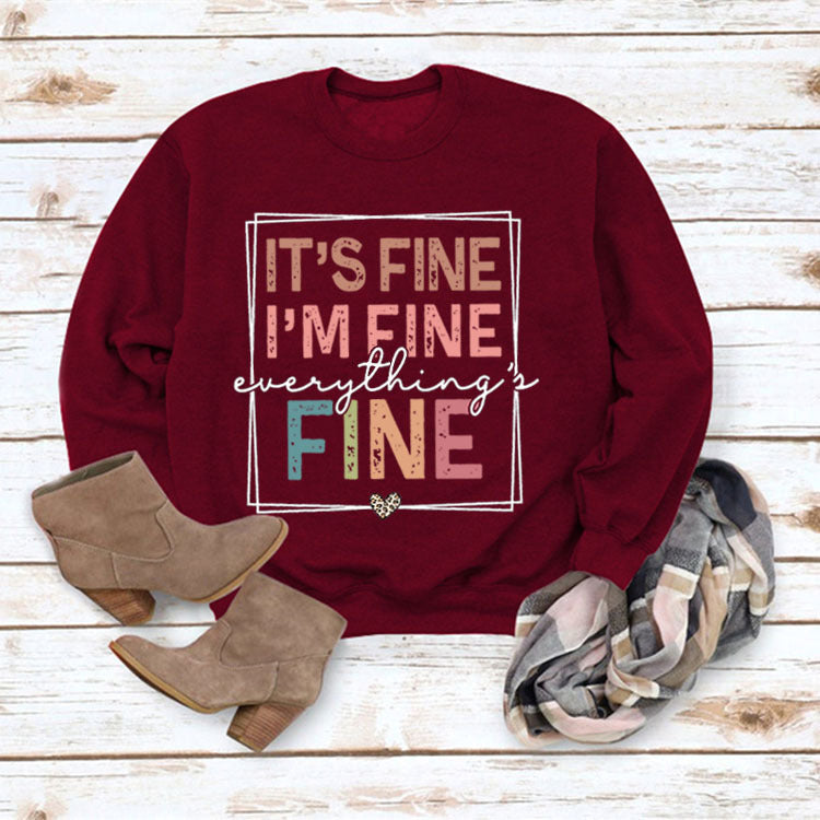 Fine Printed Solid Color Long Sleeve Sweatshirt