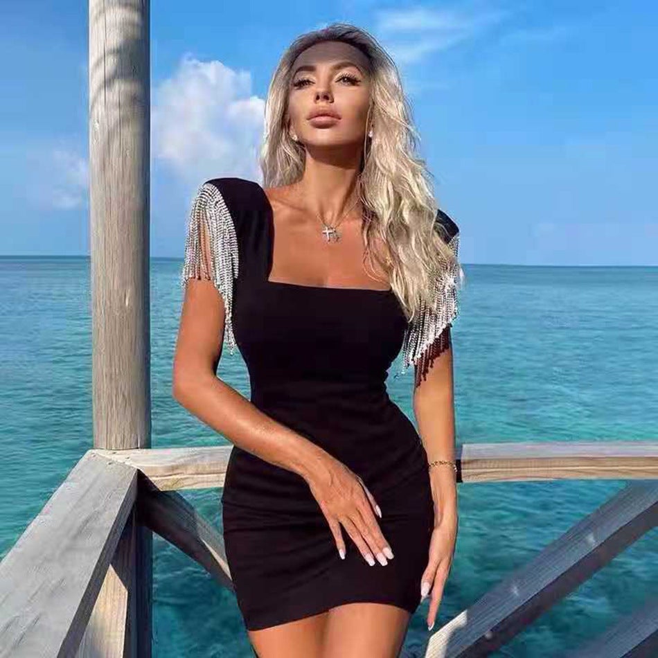 Bodycon U Neck Ruffle Tank Mini Dress