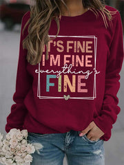 Fine Printed Solid Color Long Sleeve Sweatshirt