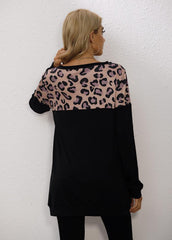 Long Sleeve Leopard Patchwork T-shirt