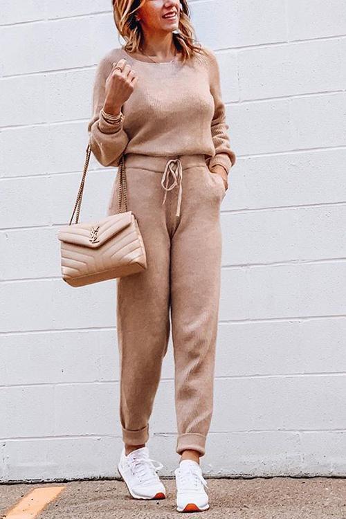 Boat Neck Long Sleeve Pants Sets