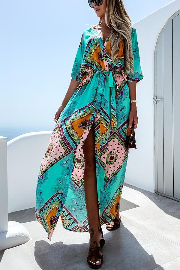 Beauty In Bloom Patchwork Boho Print Maxi Dress