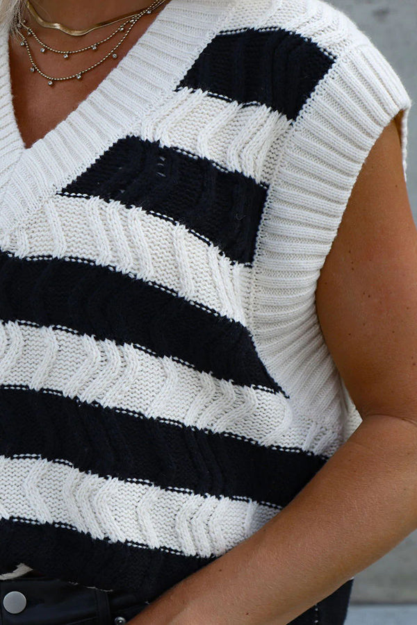 Between The Lines Striped Knit Sweater Vest