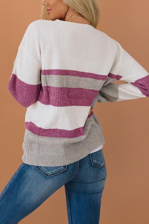 Shan Color Block Button Sweater