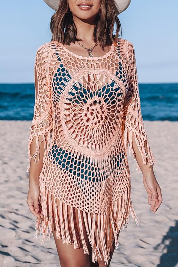 Beautiful Mandala Pattern Beachwear Crochet Cover-up