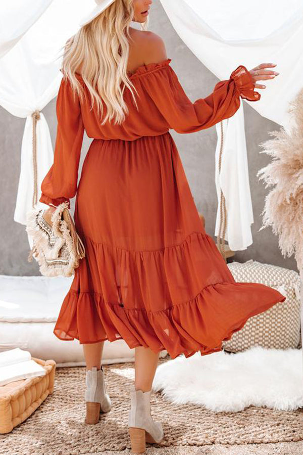 A Loving Endeavor Off The Shoulder Midi Dress