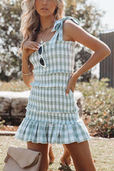 Beautiful Mistake Smocked Gingham Tie Strap Dress