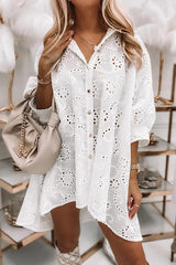 Bibi Eyelet Lace Shirt Babydoll Dress