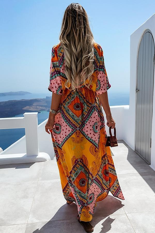 Beauty In Bloom Patchwork Boho Print Maxi Dress