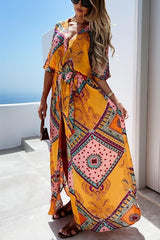 Beauty In Bloom Patchwork Boho Print Maxi Dress