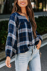 Enzo Plaid Cotton Babydoll Top