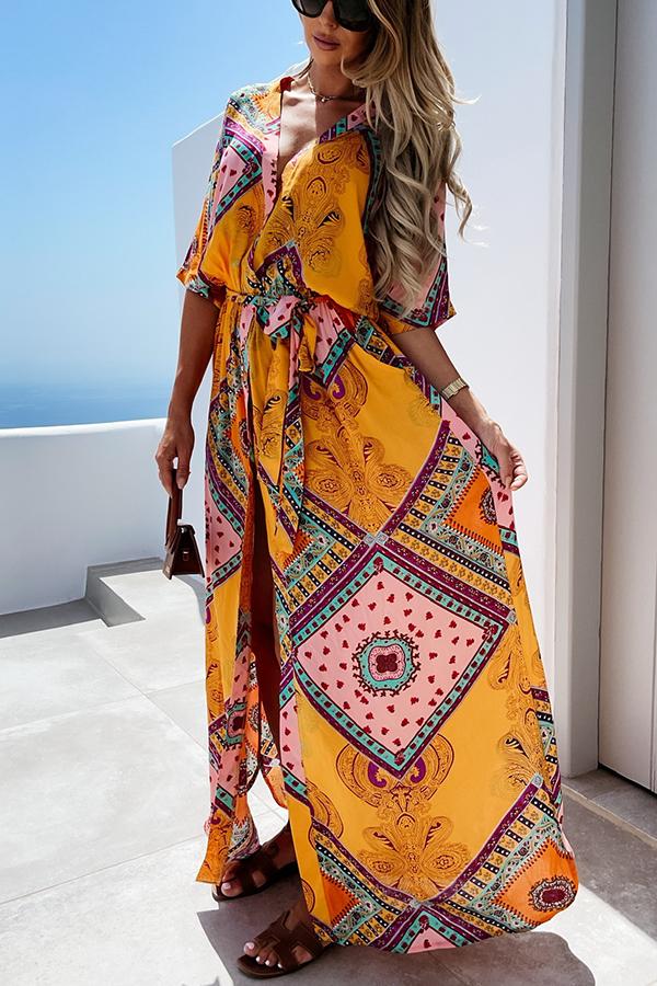 Beauty In Bloom Patchwork Boho Print Maxi Dress