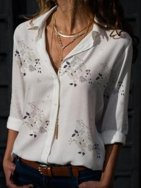 Flower Print V Neck Blouse