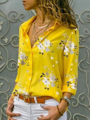 Flower Print V Neck Blouse