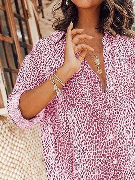 Leopard Print Long Sleeve Mini Shirt Dress