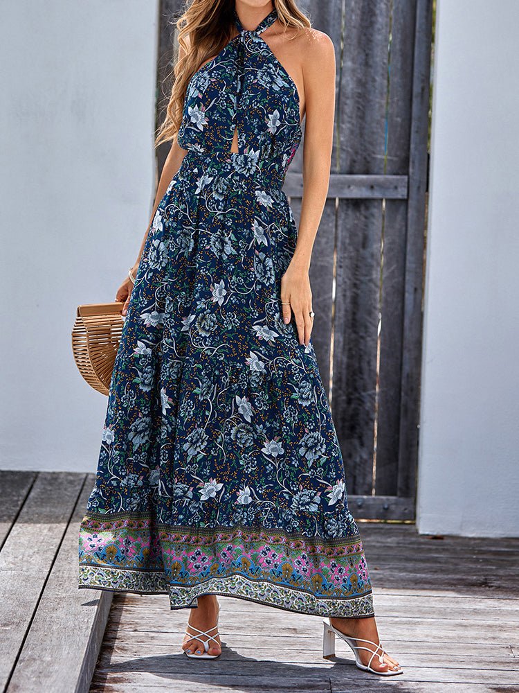 Women's Dresses Bohemia Style Printed Casual Halter Maxi Dress