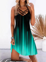 Women's Dresses Casual Suspenders Halter Neck Print Dress